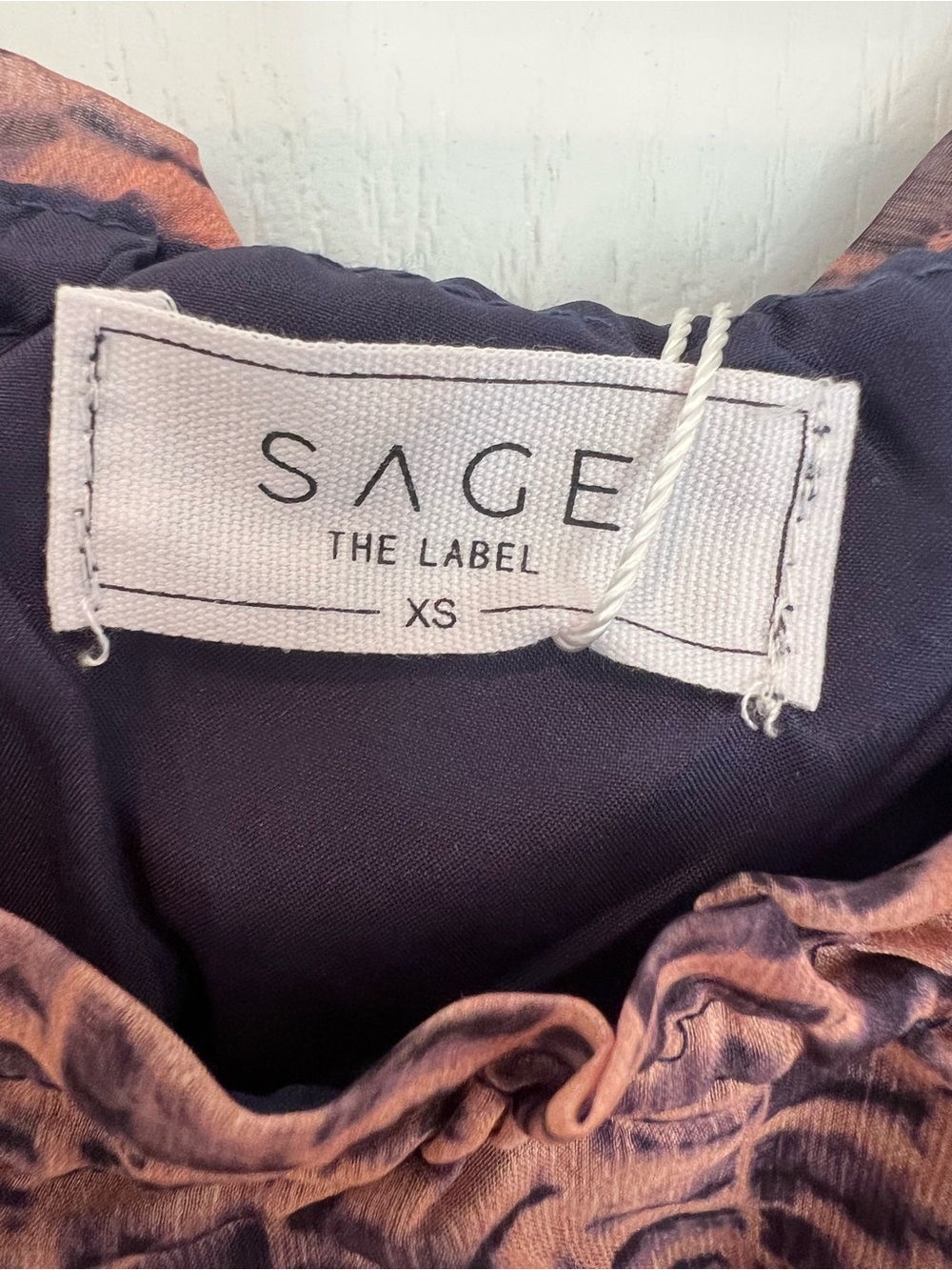 SAGE the label Canyon Echoes Peplum Blouse XS Animal Print Smocked Tassel NWT - Picture 4 of 7